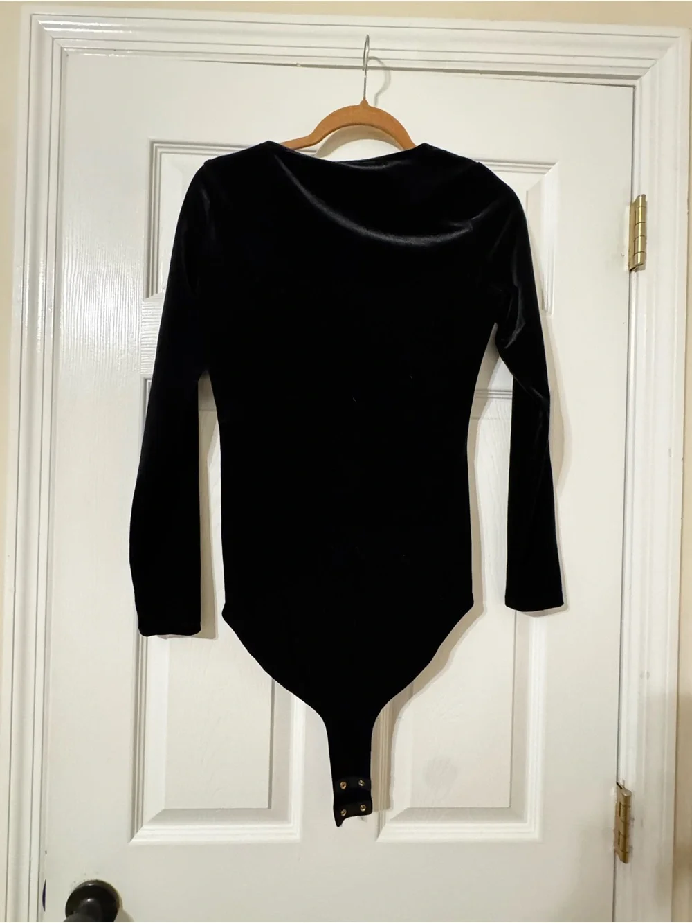 J. Crew Black Velvet Long Sleeve Scoop Bodysuit